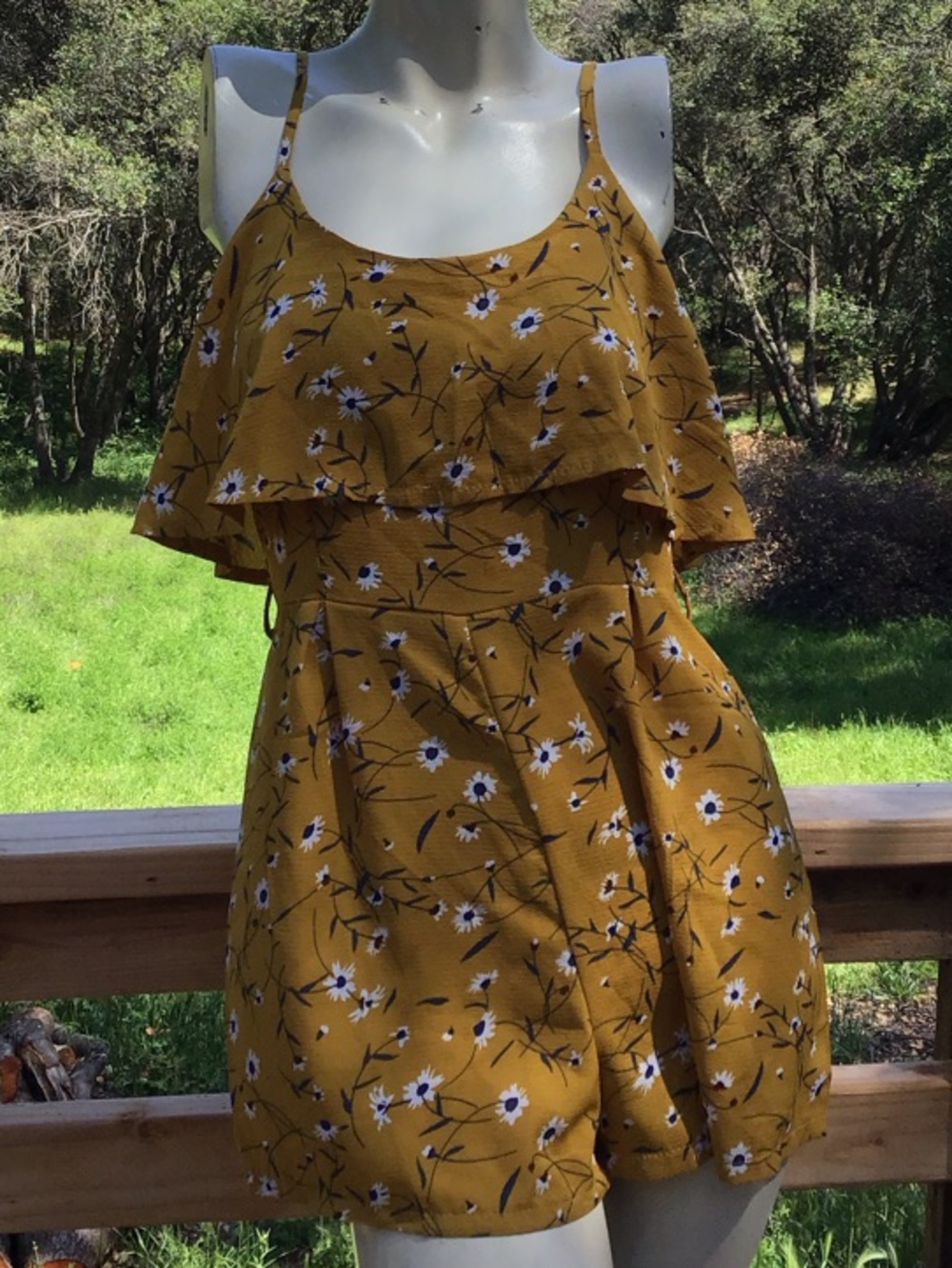 Mustard Floral Ruffle Romper